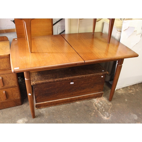 1909 - Teak extending dining table by Meredew, and four 20th Century stained chairs with drop-in seats and ... 