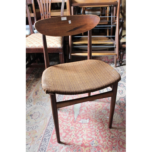 1909 - Teak extending dining table by Meredew, and four 20th Century stained chairs with drop-in seats and ... 