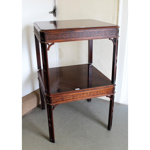 1924 - Pair of reproduction lamp tables in Chinese Chippendale style, together with a matching coffee table... 