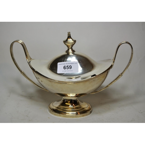 Irish silver two handled pedestal sauce tureen and cover in III