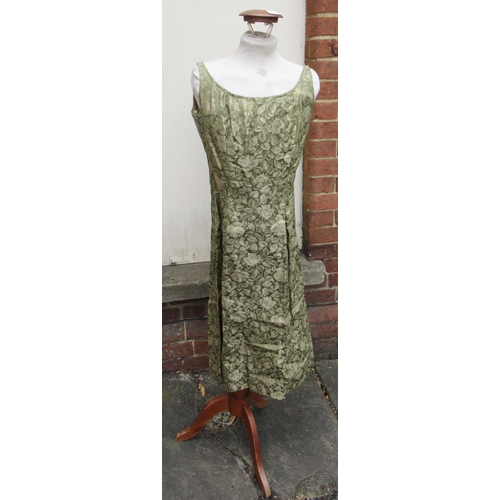 70 - Bernard Freres, London and Paris, 1950's / 60's green and gold cocktail dress, size 14 and another b... 