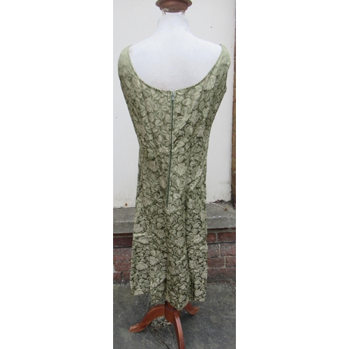 70 - Bernard Freres, London and Paris, 1950's / 60's green and gold cocktail dress, size 14 and another b... 