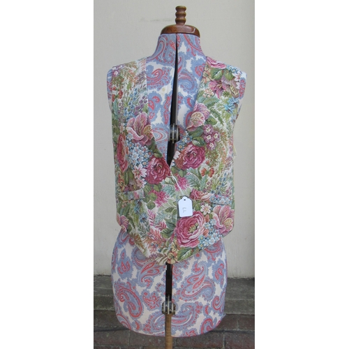 77 - Ladies embroidered smoking jacket (no size label), together with a Harrods embroidered waistcoat, si... 