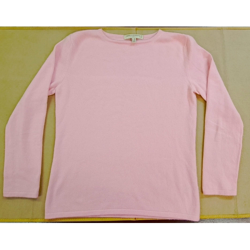 83 - Maria di Ripabianca, pink cashmere jumper, size 16 together with another cream cardigan