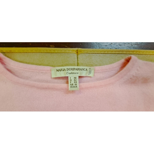 83 - Maria di Ripabianca, pink cashmere jumper, size 16 together with another cream cardigan