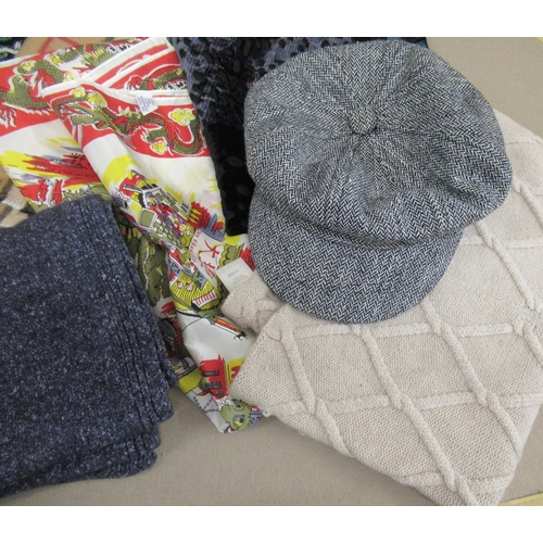 86 - Quantity of various hats and scarves including Buff, Pure and Bonner of Ireland