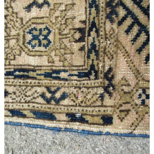 48 - Turkoman rug, the three rows of gols and multiple borders, on a faded red ground, together with anot... 