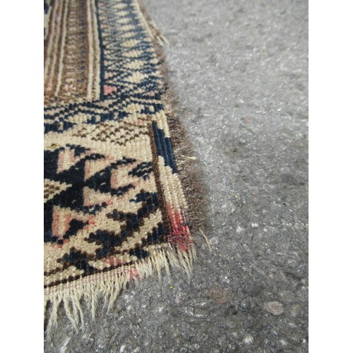 50 - Afghan rug, the three rows of eight gols and multiple borders on a washed wine, blue and beige groun... 