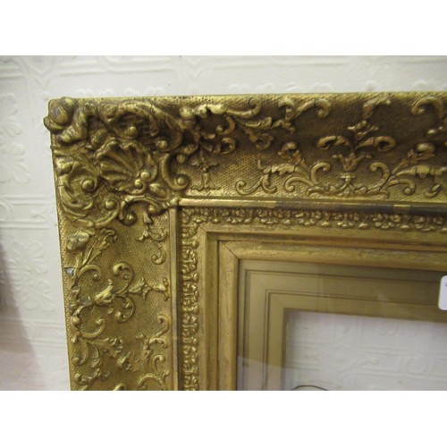 1888 - Small late 19th Century gilt picture frame, 38cms x 30cms aperture, with various slips