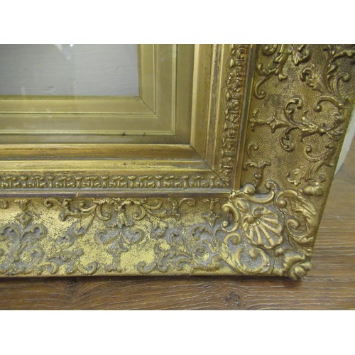 1888 - Small late 19th Century gilt picture frame, 38cms x 30cms aperture, with various slips