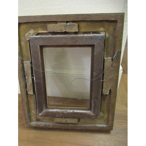 1888 - Small late 19th Century gilt picture frame, 38cms x 30cms aperture, with various slips