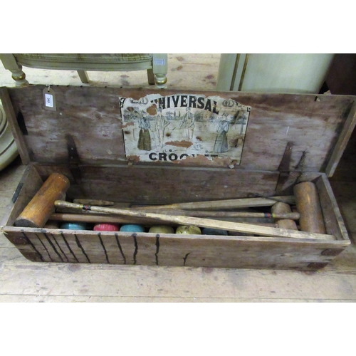 Early 20th Century croquet set in a pine box