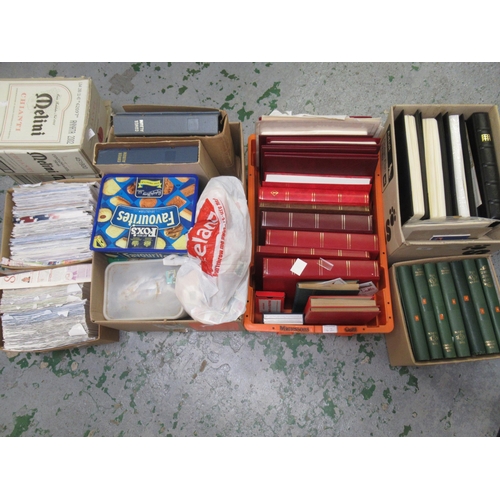 142 - Box containing a collection of miscellaneous stamps, GB albums and First Day covers