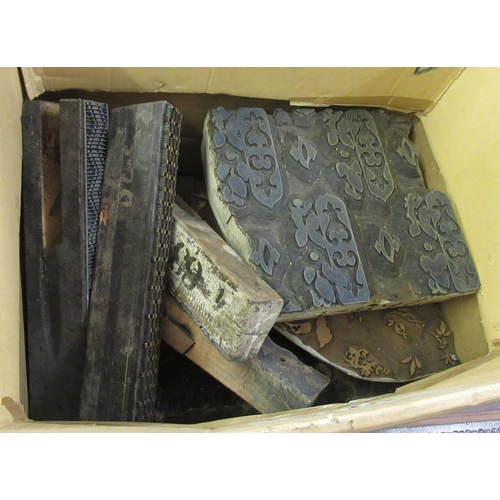 147 - Box containing a quantity of miscellaneous fabric printing blocks