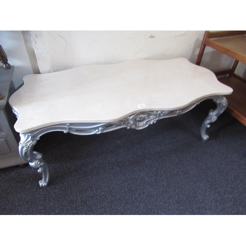 1499 - Reproduction french style oval marble top coffee table