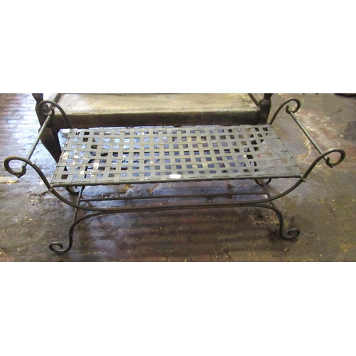 1512 - 20th Century wrought iron, scroll end garden seat