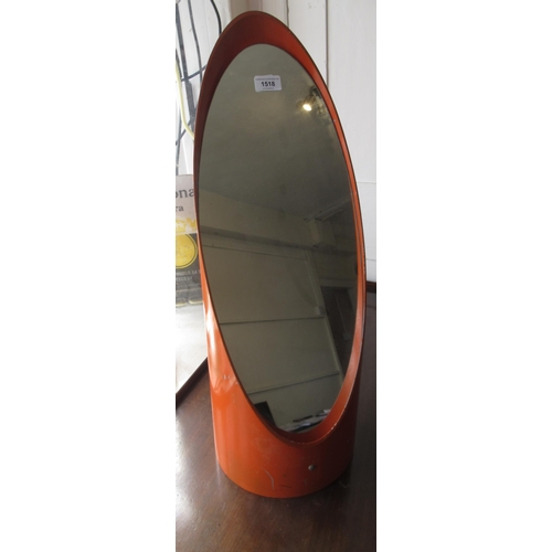 1518 - 1970's orange finished oval table top mirror by Chabrieres & Cie, 69cm high