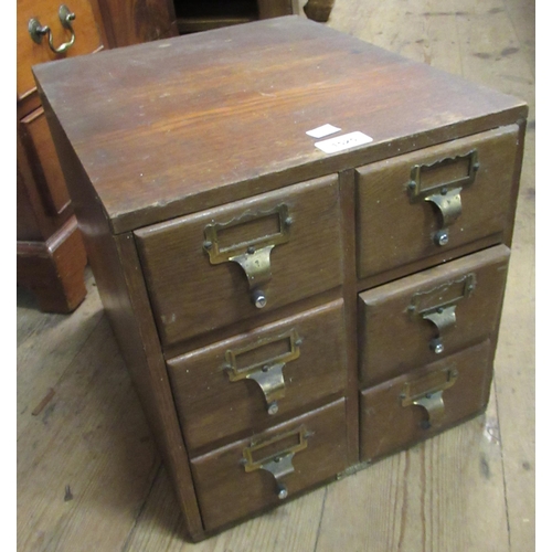 1525 - Early 20th Century oak six drawer table top index cabinet