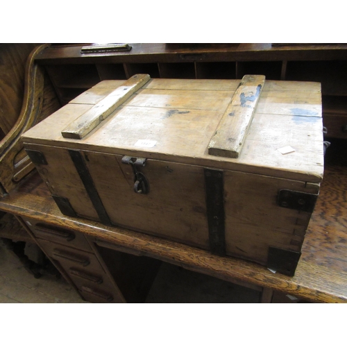 1547 - Pine metal mounted ammunition box with clasp, together with another box