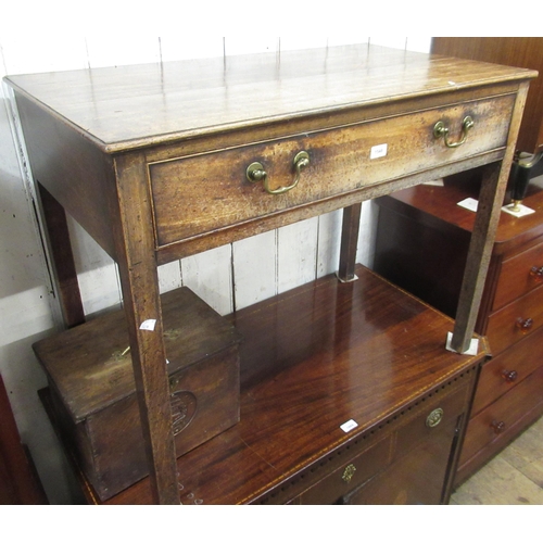 1548 - George III mahogany side table with a moulded top above a single frieze drawer, raised on square sup... 