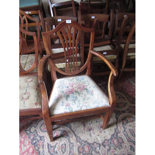 1558 - George III elm shield back open elbow chair