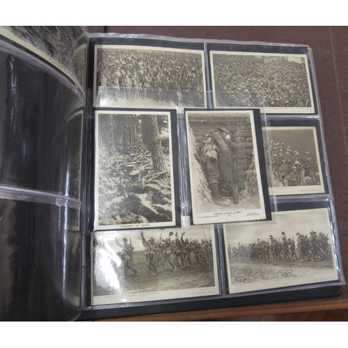 156 - Album containing a large quantity of various World War I original postcards, also including some lat... 