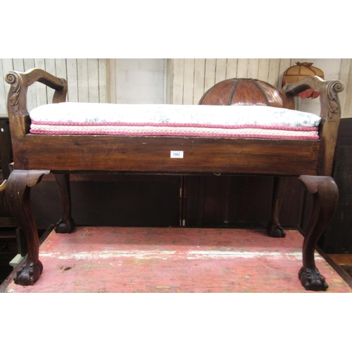 1563 - 1920's Mahogany box seat duet piano stool on cabriole claw and ball supports, together with an Edwar... 