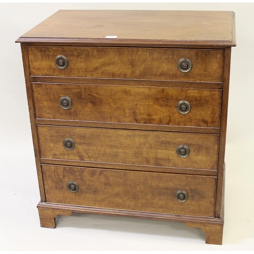 1564 - Reproduction mahogany chest of four drawers with ring handles, raised on bracket feet, 78 x 47 x 85c... 