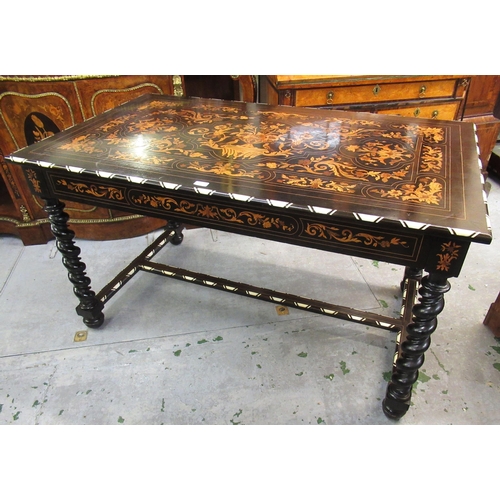 1567A - Fine quality Continental ebonised and marquetry inlaid rectangular centre table, the top profusely d... 