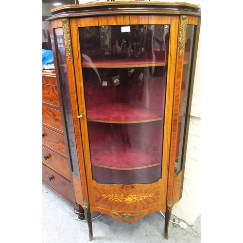 1577B - Early 20th Century French Kingwood marquetry inlaid and ormolu mounted standing corner cabinet, the ... 