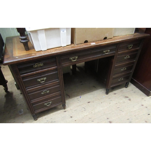 1579 - Edwards and Roberts late Victorian oak twin pedestal desk, 137cm x 67cm x 73cm high