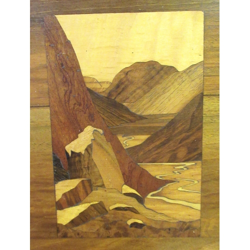 1607 - Two Rowley Gallery type parquetry pictures, Lake District views, 35.5 x 39cm each overall