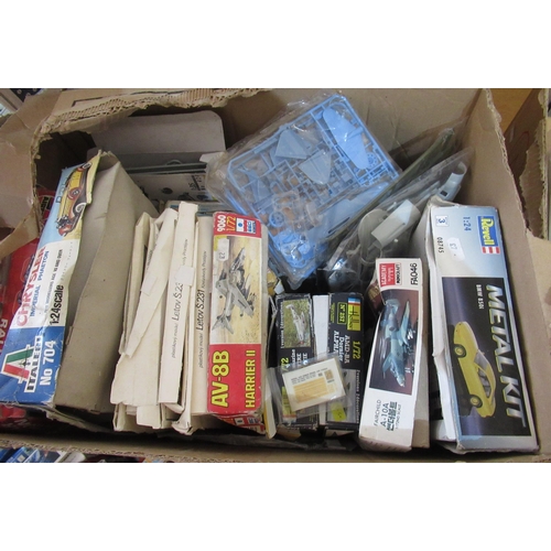 161 - Three boxes containing a large quantity of various unbuilt model aircraft kits including Airfix, Rev... 