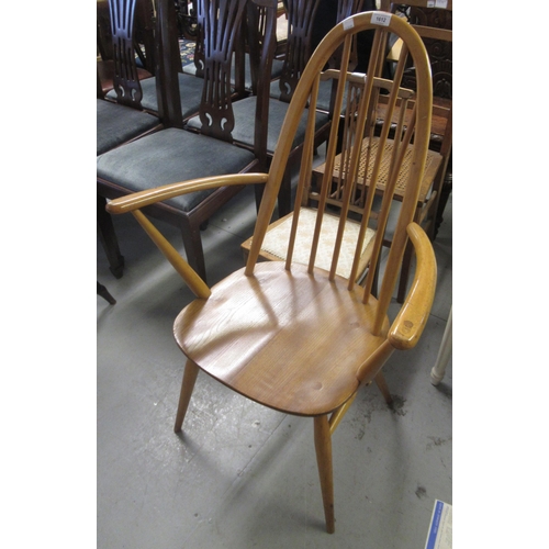 1612 - Ercol elm and beech open armchair and a matching side chair