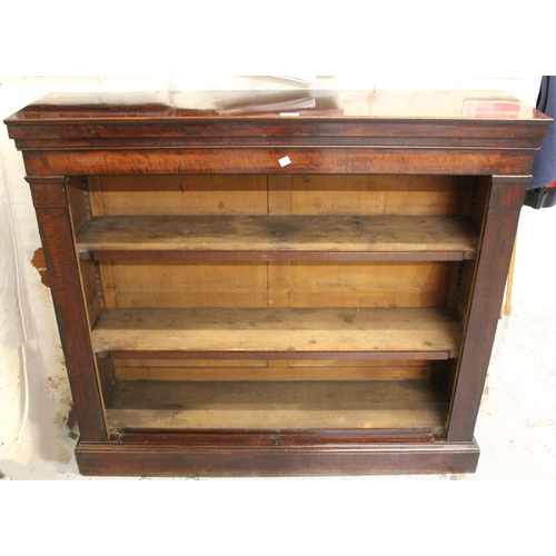 1615 - Victorian mahogany open bookcase, the moulded top above three adjustable open shelves on a plinth ba... 