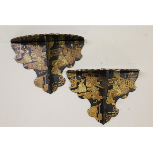 1619 - Pair of Japanese lacquer folding wall brackets