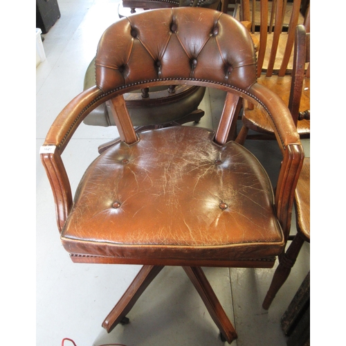 1627 - Reproduction leather upholstered tub shaped office chair