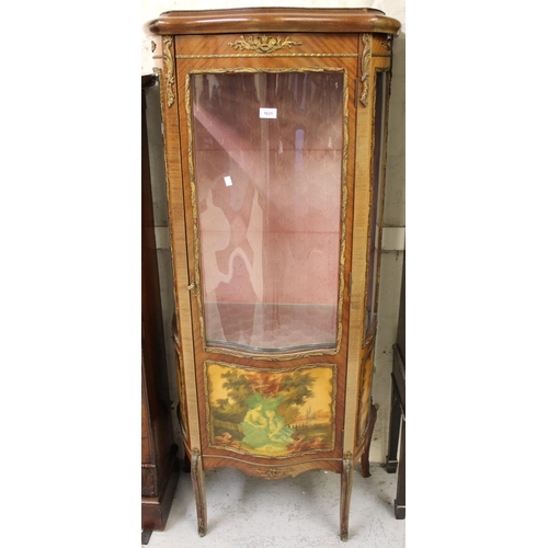 1631 - Reproduction mahogany and kingwood vitrine with ormolu mounts and painted panels in vernis martin st... 