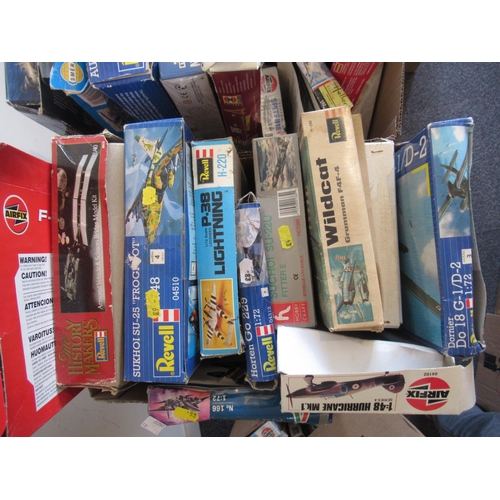 164 - Four boxes containing a large quantity of various unbuilt model aircraft kits