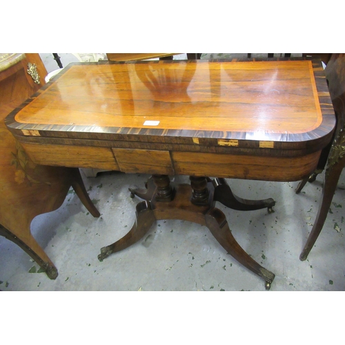 1642A - 19th Century rosewood crossbanded and inlaid D-shaped card table