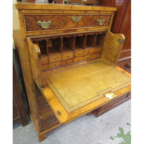 1671 - Good quality reproduction burr yew wood secretaire chest, the crossbanded top above a single drawer,... 