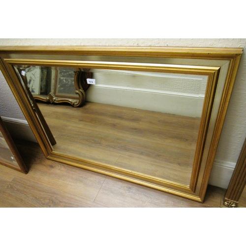 1674 - Modern rectangular gilt framed wall mirror with bevelled plate, 75 x 104cm