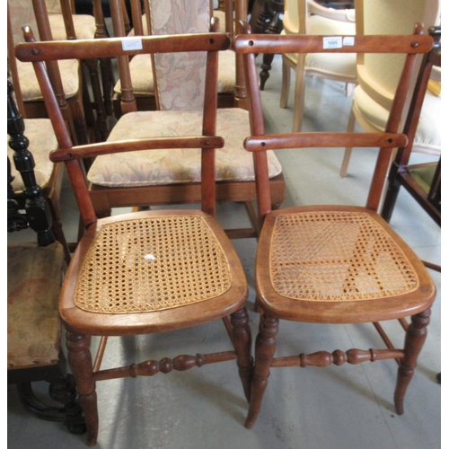 1695 - Pair of Edwardian bar back bedroom chairs with cane seats