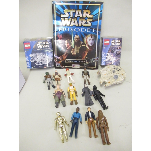 178 - Box containing a quantity of various Star Wars related items including Millennium Falcon in Lego, a ... 