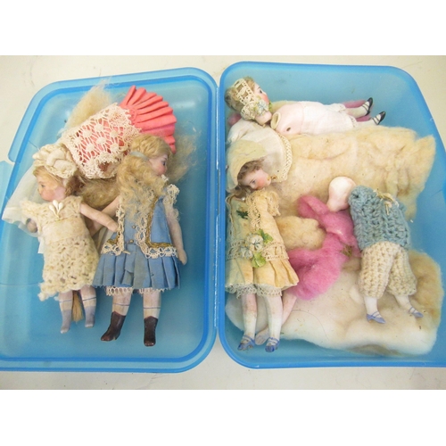 199 - Group of five late 19th / early 20th Century bisque porcelain miniature dolls (for re-stringing)