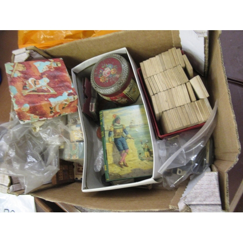 212 - Box containing a quantity of various childrens games and toys including a bone and ebony domino set,... 