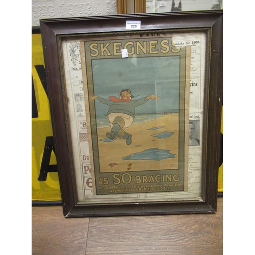 220 - Vintage poster, ' Skegness is so Bracing ' after John Hassell (with damages), 46 x 28cm, framed