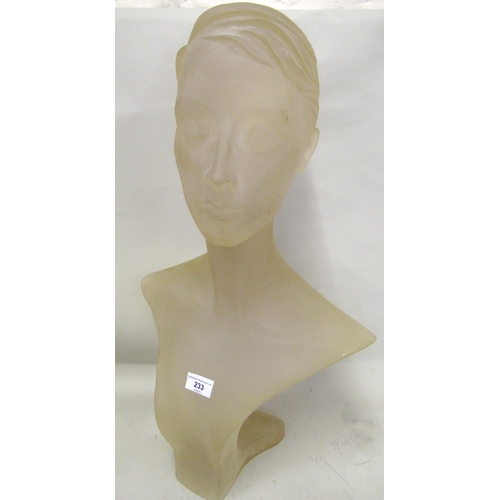 233 - 20th Century composite shop display head and shoulder bust of a woman