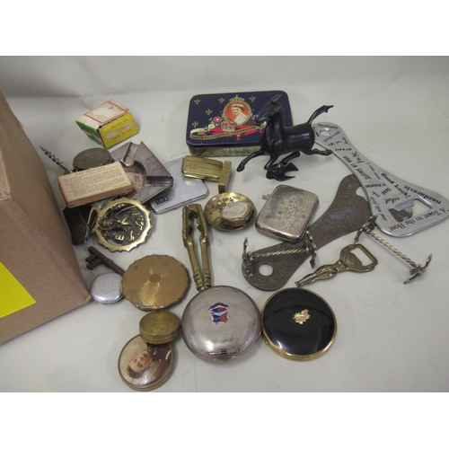 236 - Small box containing a quantity of miscellaneous items including advertising bottle openers, figure ... 