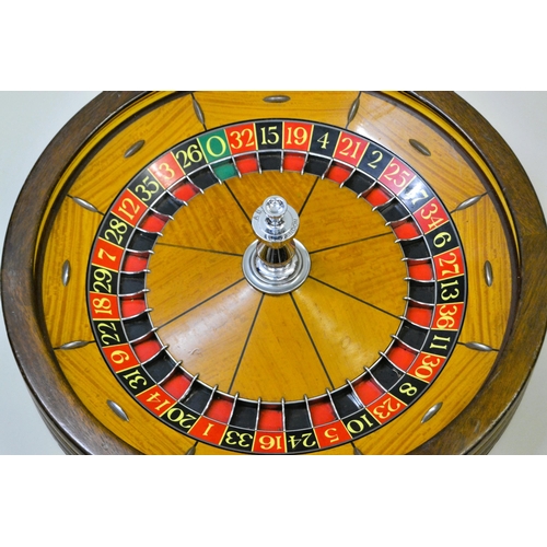 260 - Mid 20th Century full size roulette wheel with satinwood and chrome fitted interior, inscribed A.B.P... 